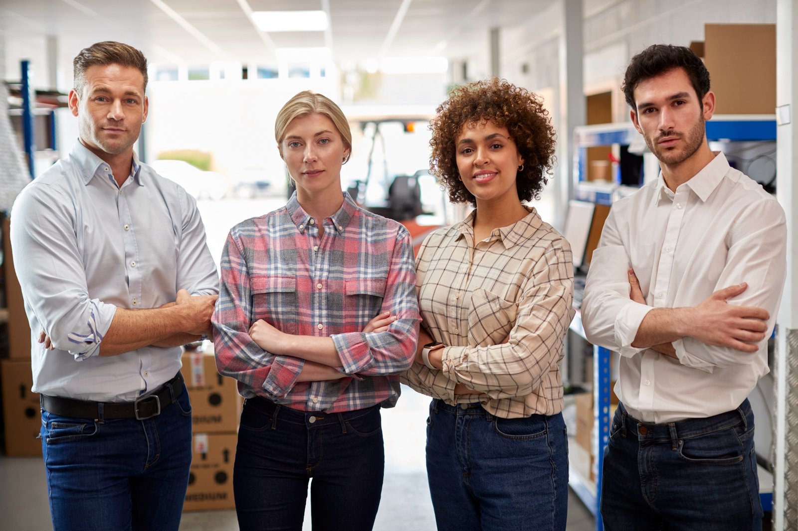 Portrait Of Management Team In Logistics Distribution Warehouse